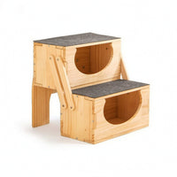 Pet Stair with Side Panels Solid Wood Furniture Space-Saving for Indoor, Cats