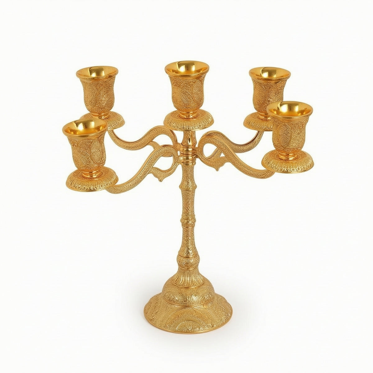 Metal 5-Arm Candelabra Classical Candelabra Reflective Candelabrum with Five Arms Luxurious for Home Decorators