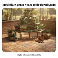 Space Saving Multi-Level Corner Rack Sturdy Structure Tiered Corner Stand Easy Assembly Display Shelf Heavy Duty for Apartment Dwellers, Decor Enthusiasts, Balcony, Small Areas, Living Room, Sunroom