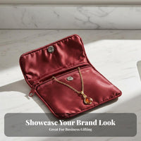 Satin Snap Zippered Pouch Portable Zippered Jewelry Pouch Compact and Lightweight Red Cloth Jewelry Case for Journeyers, Women, Daily Use, Dresser