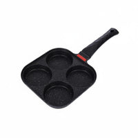 Lid 4-Hole Omelet Pan Easy to Clean 4-Hole Omelette Pan Even Heat Distribution Nonstick Egg Skillet Quick Heating