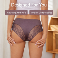 Underwear Women Seamless Lace Trim Knickers for Plus Size, Breathable with No Visible Panty Lines, for Gym and Running