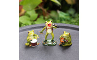 3 Pieces Vibrant Colors Frog Band Figurine Set Hand-Painted Musical Frog Statue Set Whimsical Design for Patio, Tabletop, Courtyard