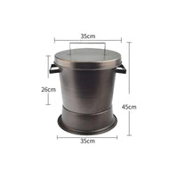 Briquette Extinguishing Bucket Commercial Lidded Metal Briquette Bucket Side Handles Ash Container for Restaurant