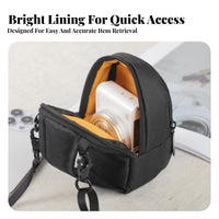 Compact Crossbody Camera Bag Detachable Strap Padded Camera Bag Black Photo Gear Storage Textured Material