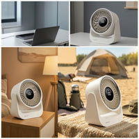 Desktop Circulation Fan Quiet Rechargeable Fan with LED Display Adjustable for Bedroom