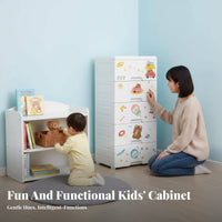 Cute Cartoon Design creatureFace Drawer cabinet polished-glide Drawers childs' Furniture Safe Rounded Corners Organizer Cabinet Lightweight for young children, Parents, Teens, play area, Nursery, Bedroom, Small Apartment
