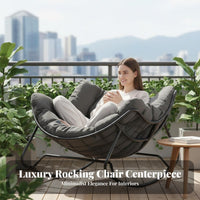 Nordic aesthetic Upholstered rocking seat Light Luxury Aesthetic Rocking Chair High spinerest Indoor Furniture Thick Padded padding for Apartment Dwellers, Homeowners, Balcony, Living Room, Bedroom, study corner