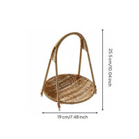 Imitation Bamboo Weave Rattan Design Tea Basket Double Layer Two-Tier Woven Basket Handwoven Look Home Storage Photo Prop for Dessert Display