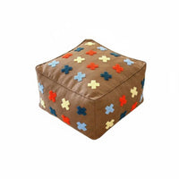 Nordic Design Square Boucle Ottoman Comfortable Embroidered Cube Seat Versatile Footstool Compact Design for Young Adults, Homeowners, Renters, Living Room, Entryway, Lounge Area, Reading Nook