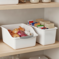 Slanted Opening Storage Basket with Wheels for Kitchen Cabinet Organization