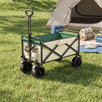 Heavy Duty Camping Wagon with All-Terrain Wheels Sturdy Folding Wagon Telescopic Collapsible Cart with Side Pocket Adjustable for Shopping
