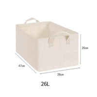 Textile Storage Basket Washable Cotton-Linen Basket with Handles Closet Storage Bin Long-Lasting Sturdy for Wardrobe, Bedroom