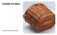 Double-Use Vintage Front Bike Basket Multipurpose Detachable Woven Basket Easy Installation for Shopping