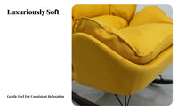 all-season Use Modern Rocking Chair Interchangeable pad Upholstered Highspine rocking seat Ergonomic Design Indoor Seating Sturdy Frame for homeowners, Book Lovers, New Parents, Living Room, Balcony, Bedroom, literary reading corner