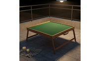 Mini Mahjong Set with Table Foldable Design Portable Mahjong Set with Folding Table Engraved Markings Sturdy Wood Frame