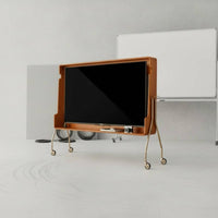 Solid Wood Mobile TV Stand Space Saving Mobile TV Stand with Mount Cable Management Retro Media Console for Bedroom