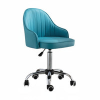 360-Degree Swivel Upholstered Rolling Chair Curved Back Support Desk Seat Ergonomic Design Seating Furniture Height Adjustable for Students, Office Workers, Adults, Study Room, Bedroom, Dormitory, Makeup Area