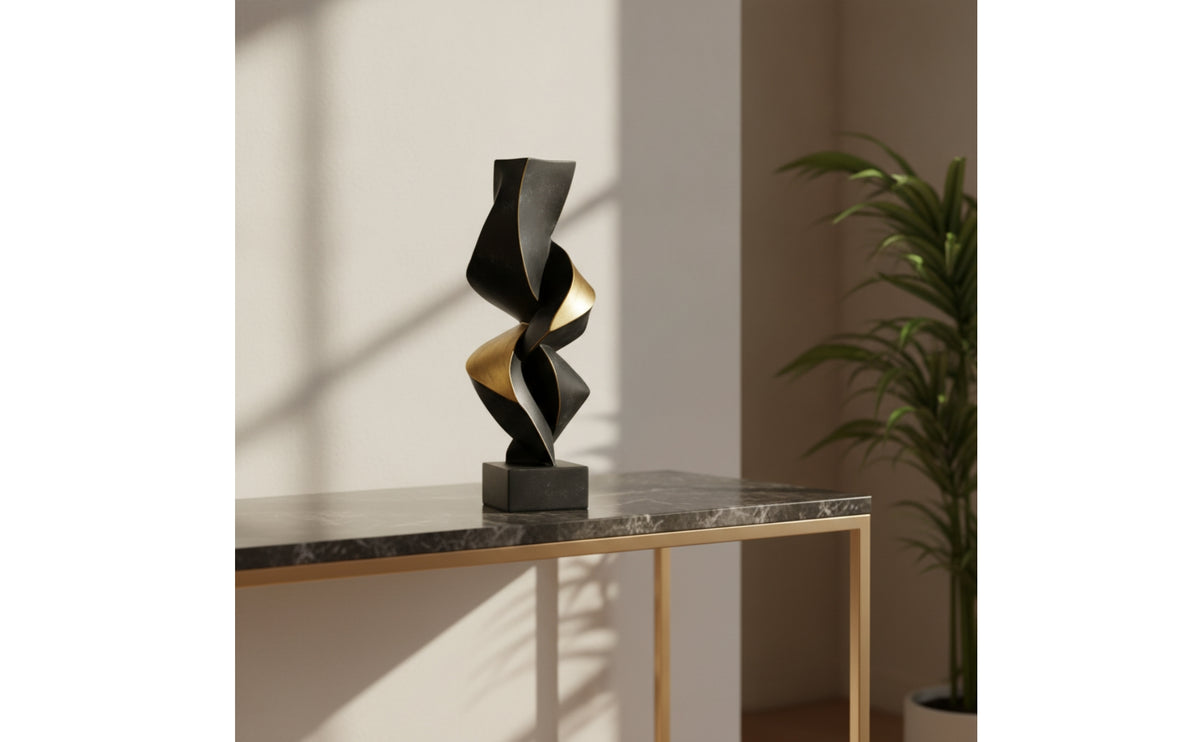 Geometric Sculpture Modern Ornament Black for Shelf
