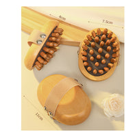 Fatigue Relief Sandalwood Acupressure Brush Ergonomic Hand Strap Wooden Meridian Brush Handheld Body Sculpting Tool for Home