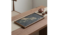 Tea Steeping Tray Platter Mini Size Available Rectangular Stone Top Tray Handmade Bamboo Tea Serving Board for Office