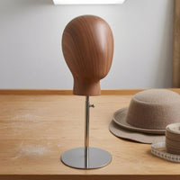 Hairpiece Mannequin Head Metal Base Hairpiece Display Head Wood Grain