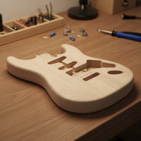 Electric Guitar Two-Horned Body-Curved Design Guitar Body with Cavities Lightweight for Luthier, Custom Projects