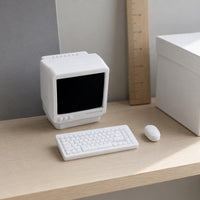 Realistic Look Retro Desktop Computer Model High Intricate Dollhouse Computer Set Plastic Miniature Electronics