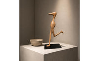 Artistic Long Beak Bird Statue Antique Look Abstract Bird Figure Modern Geometric Creature Sculpture Detailed Design
