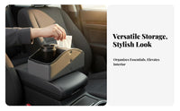 Leather Texture Car Armrest Tissue Box Easy Installation Car Console Organizer with Tissue Box Stable and Secure for Ride-Share Drivers