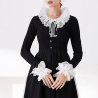 Collar and Cuffs Set Vintage-Inspired Lace Collar with Cuffs Neck Ruff Theatrical for Cosplayers, Cosplay, Costume Parties