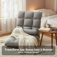 Foldable Design Padded Floor Recliner Provides Back Support Upholstered Floor Recliner Adjustable Backrest Lounge Chair Luxuriously Soft Cushioning for Students, Young Adults, Bay Window, Dorm Room, Reading Nook, Meditation Space