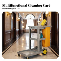 Heavy-Duty Housekeeping Service Cart Easy to Maneuver Janitorial Cart with Bag High Load Capacity Sturdy Construction for Housekeepers, Janitors, Maintenance Workers, Office Buildings, Schools, Offices