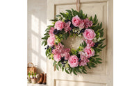 Rose and Peony Wreath Spring Wreath with Pink Roses Summer Lush for Entryway, Wall Decor