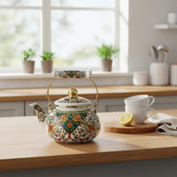 Enamel Tea Kettle Induction & Gas Cooktop Compatible Vintage Enamel Kettle Vintage Design Teapot Hand-Painted Craft Floral