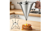 Conical Batter Dispenser with Stand Commercial Batter Dispenser with Press Handle Stainless Steel Funnel for Culinary Professionals