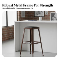 Full-metal Construction utilitarian rearlessless Counter Stool Built-in Footrest Bar Chair sturdyDuty Indoor Seating Vintage Look for Design aficionados, Business Owners, Cafe, Restaurant, Workshop, eatery