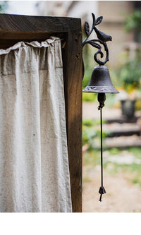 Rustic Iron Wind Chime Doorbell with Bird and Branch Design