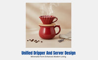 Ceramic Pour Over Coffee Dripper Set, Cone Filter, Sharing Pot, Home, Multi-Color