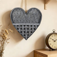 Wall-Mounted-Heart Basket Handwoven Wall Storage Basket Material Home Decor for Indoor