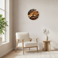 Silent Wall Clock Modern Clock with Wood-Grain Look Sculptural for Living Room, Office