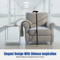 Wooden Non-Slip Cane, Four-Legged Stable Lightweight Beech Walking Aid for Seniors