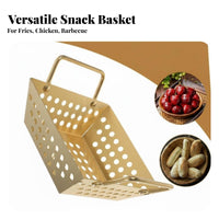Square Fry Basket Double Handles Double Handle Food Basket Commercial Grade Stainless Steel Snack Holder for Restaurants, Home Cooks, Parties