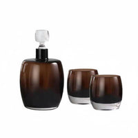 3 Pieces Amber Glass Decanter Set Upscale Decorative Home Decor for Living Room