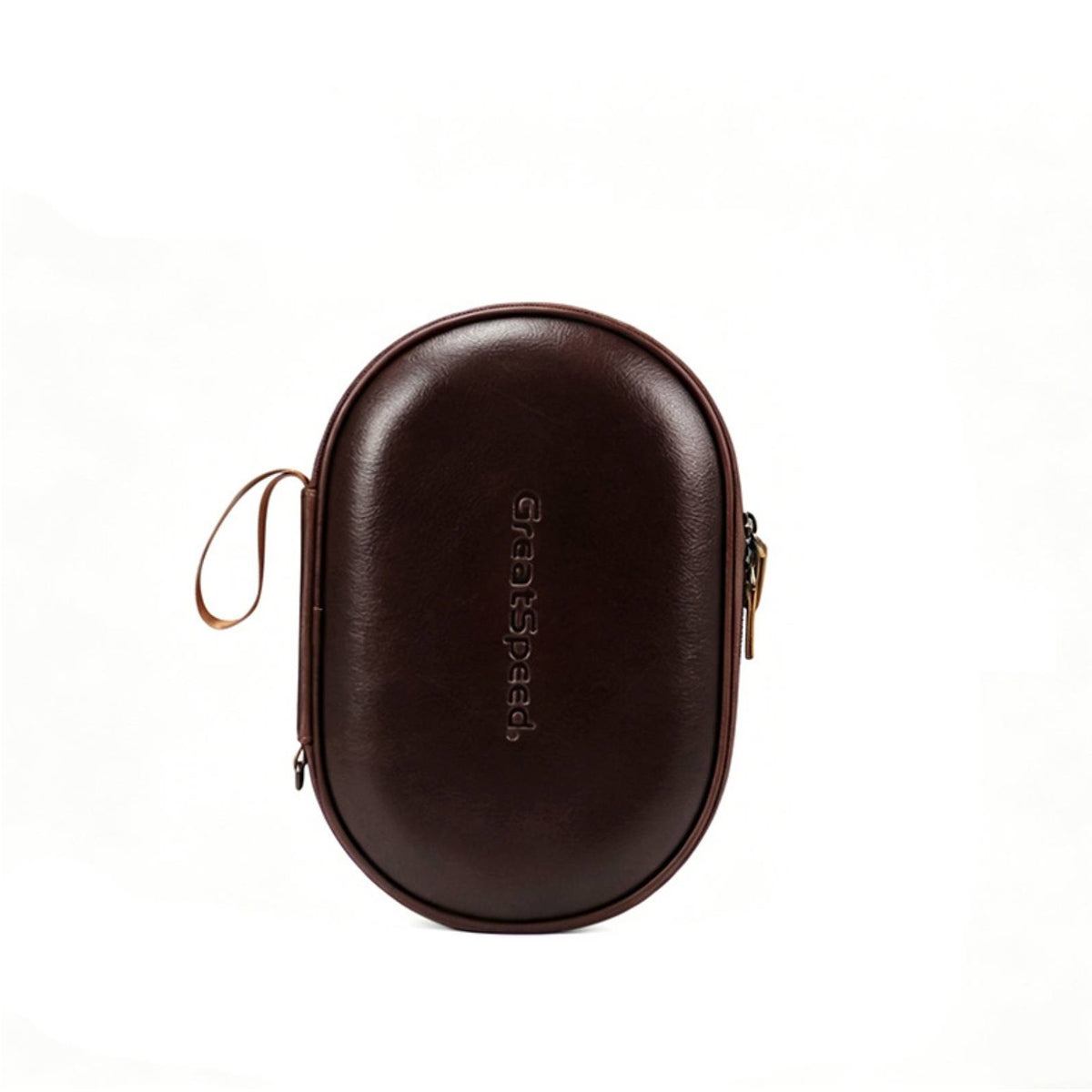Cow Leather Table Tennis Paddle Case Pebbled Finish Hard-Shell Paddle Case Brown Embossed Branding