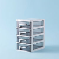 4-Layer Clear Desktop Drawer Organizer, Stackable Modular Desk Storage Unit, Small Drawers for Office Supplies A4 Paper
