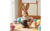Straw Hare Figurine Cute Design Rustic Hare Decoration Handcrafted Farmhouse Easter Bunny Decor for Store Display, Classroom, Tabletop