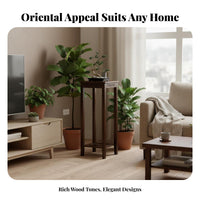 Floor-Standing Round Top Pot Riser Natural Wood Grain Plant Stand Multi-Purpose House Decoration Multifunctional for Homeowners, Gift Givers, Adults, Living Room, Balcony, Bedroom, Kitchen