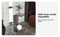Transparent Look C-Shaped Side Table Minimalist aesthetic Home Furnishing Space-Saving Sofa Stand multi-functional Use for Apartment Dwellers, Design aficionados, Living Room, Bedroom, Small Spaces, Balcony