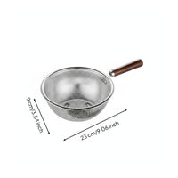 Stainless Steel Skimmer Oil Filtering Colander Skimmer Easy to Drain Wood Handle Colander for Frying, Cooking